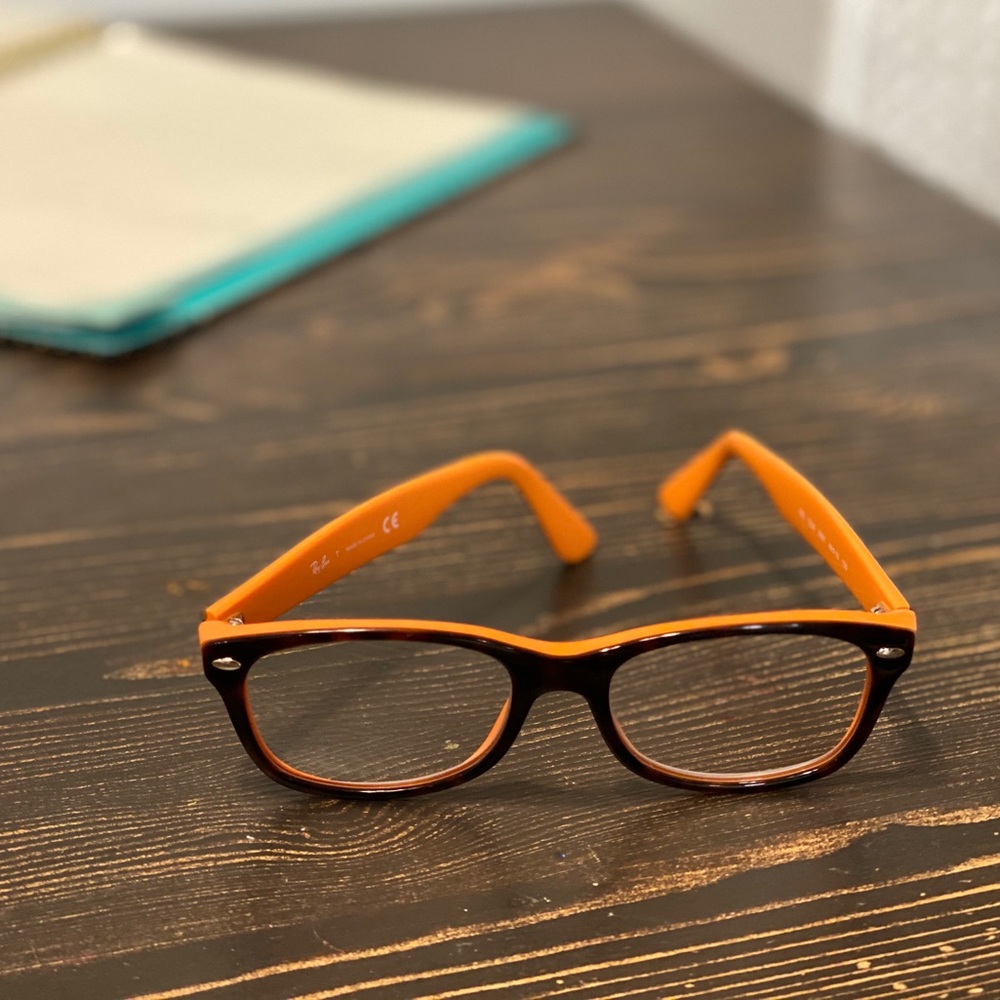 Brown and orange ray ban little girl eye glasses